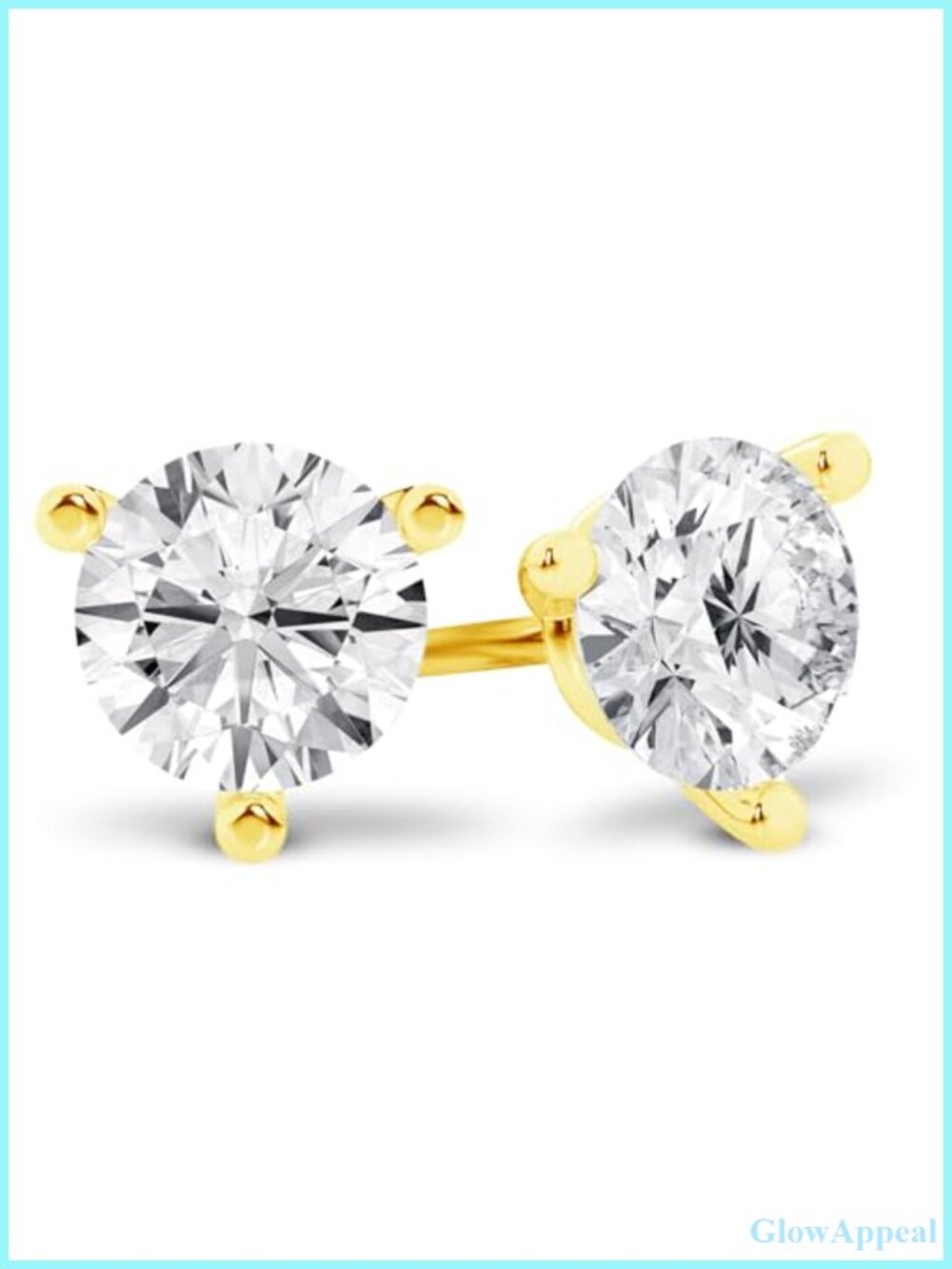 14K Yellow Gold Lab Grown Diamond Stud Earrings 1.5 CTW Screw Back